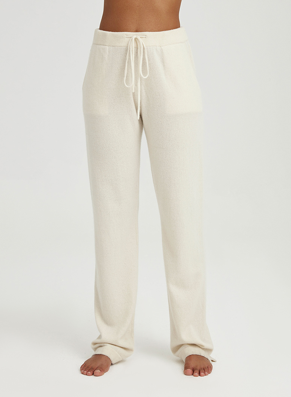 White Straight-Leg Cashmere Pants