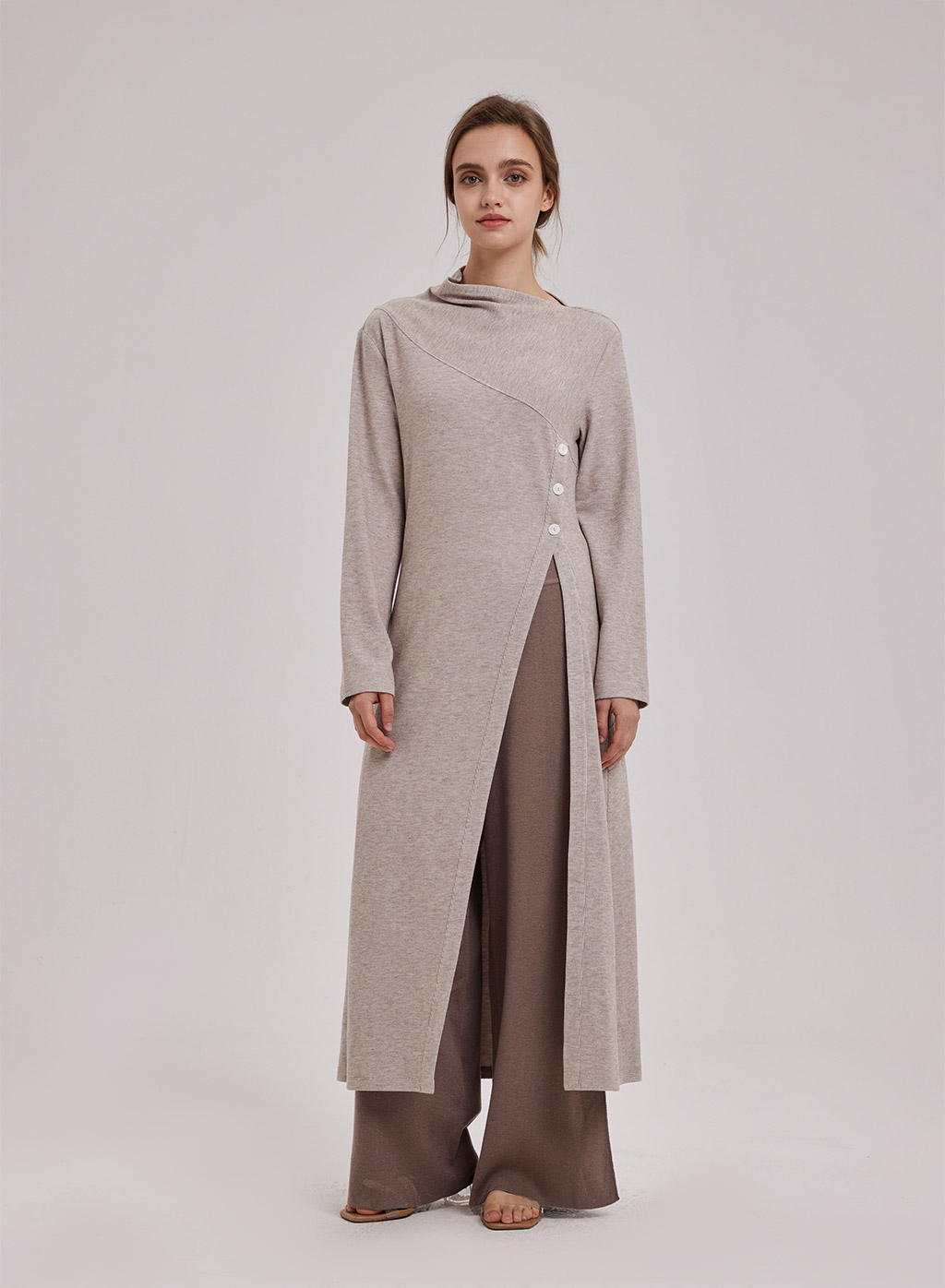 Side Split Knit Tunic | Women Long Sleeves Dress| Nap Loungewear