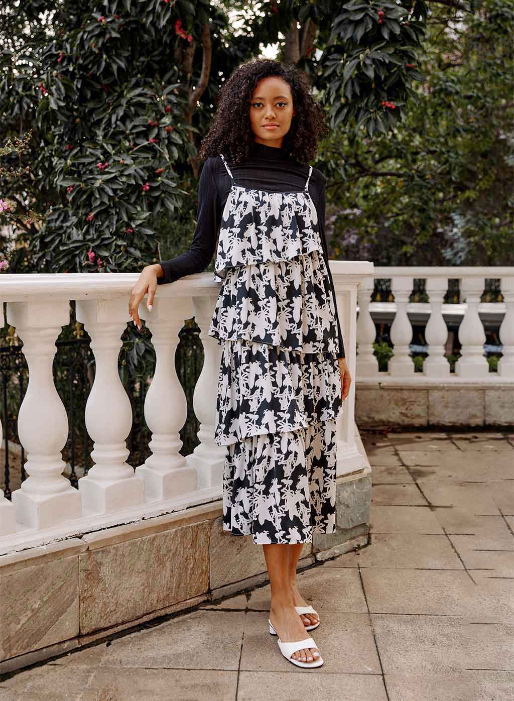Tiered Floral Printed Dress