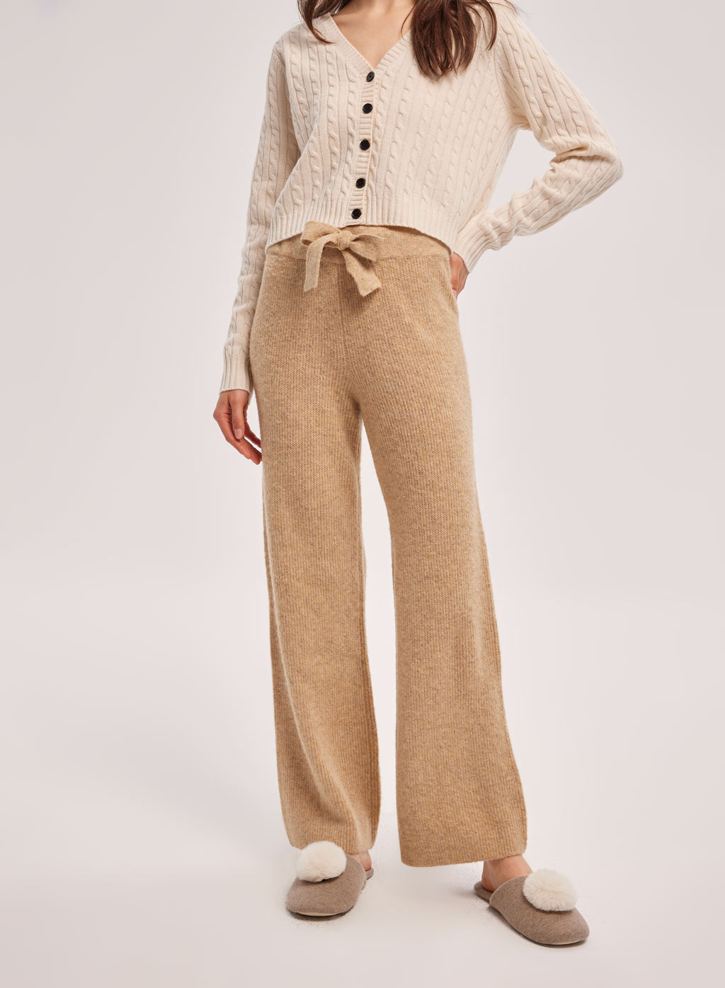 High Waist Drawstring Knit Trousers