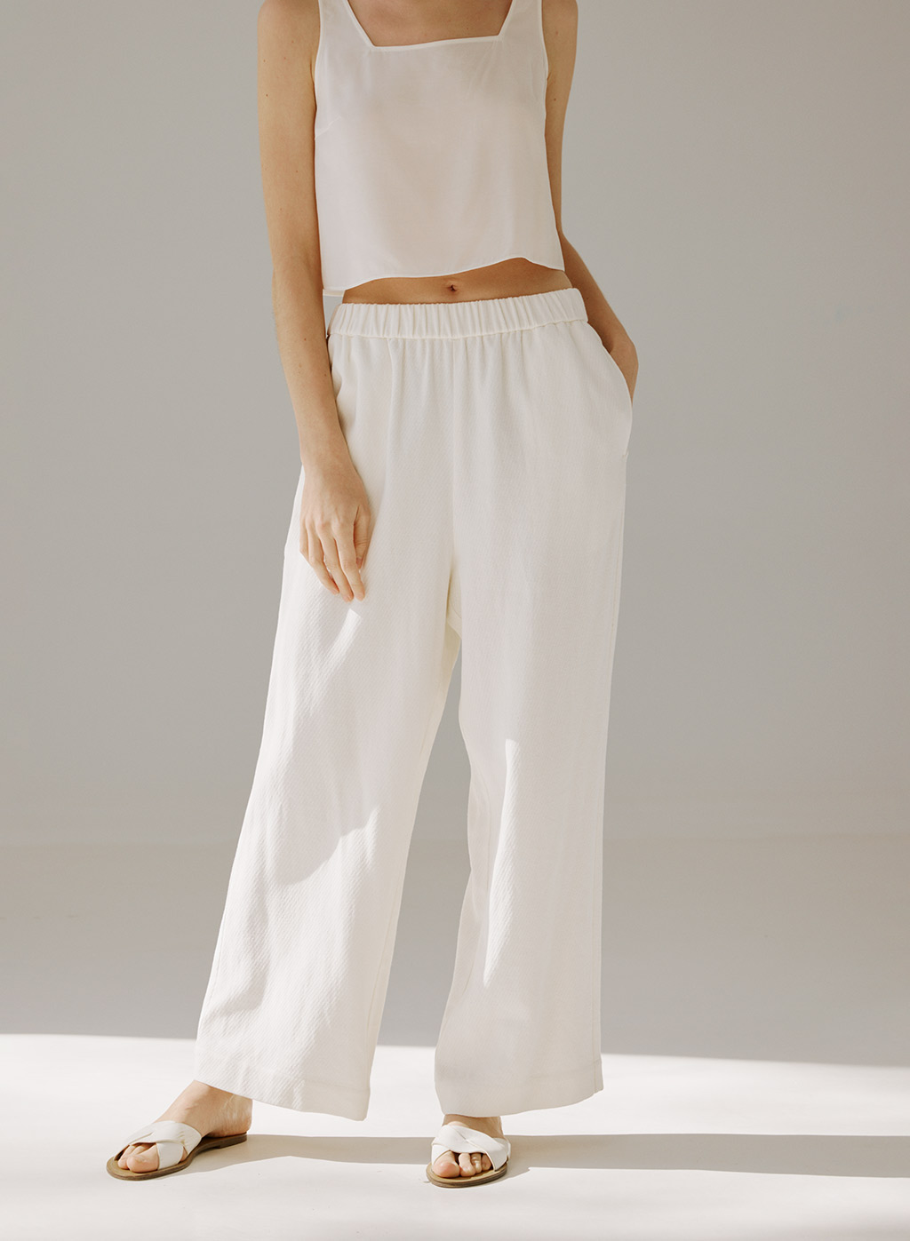 Elastic Waist Relaxed Palazzo Pants