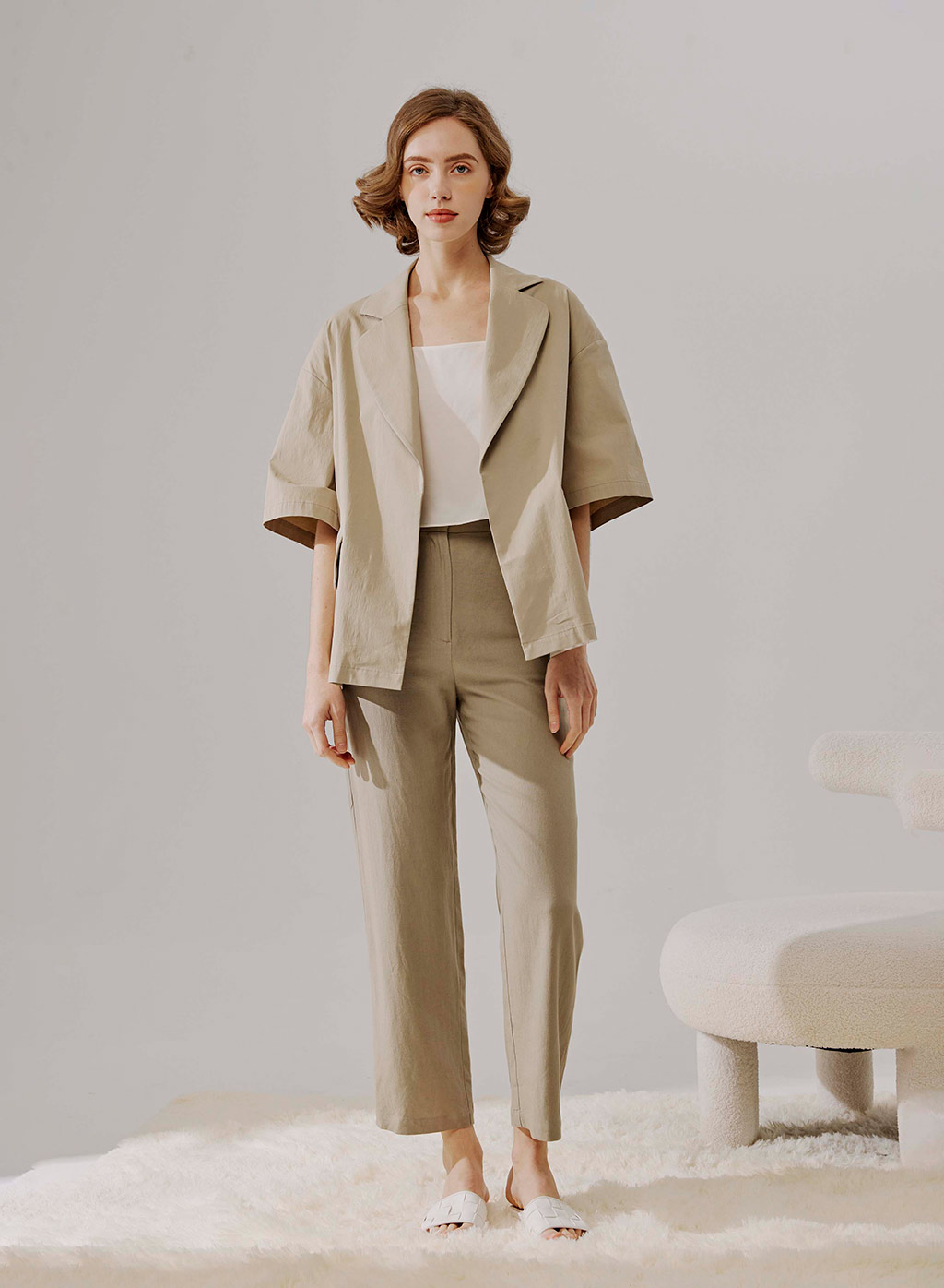 Boxy Short-Sleeve Jacket | Open-front Blazer | Nap Loungewear