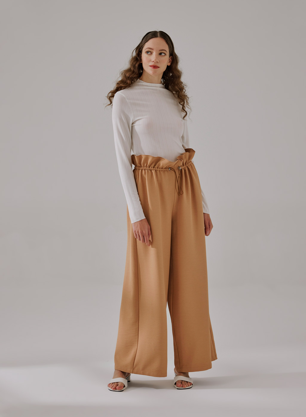 Brandy Check Wide Leg Trousers