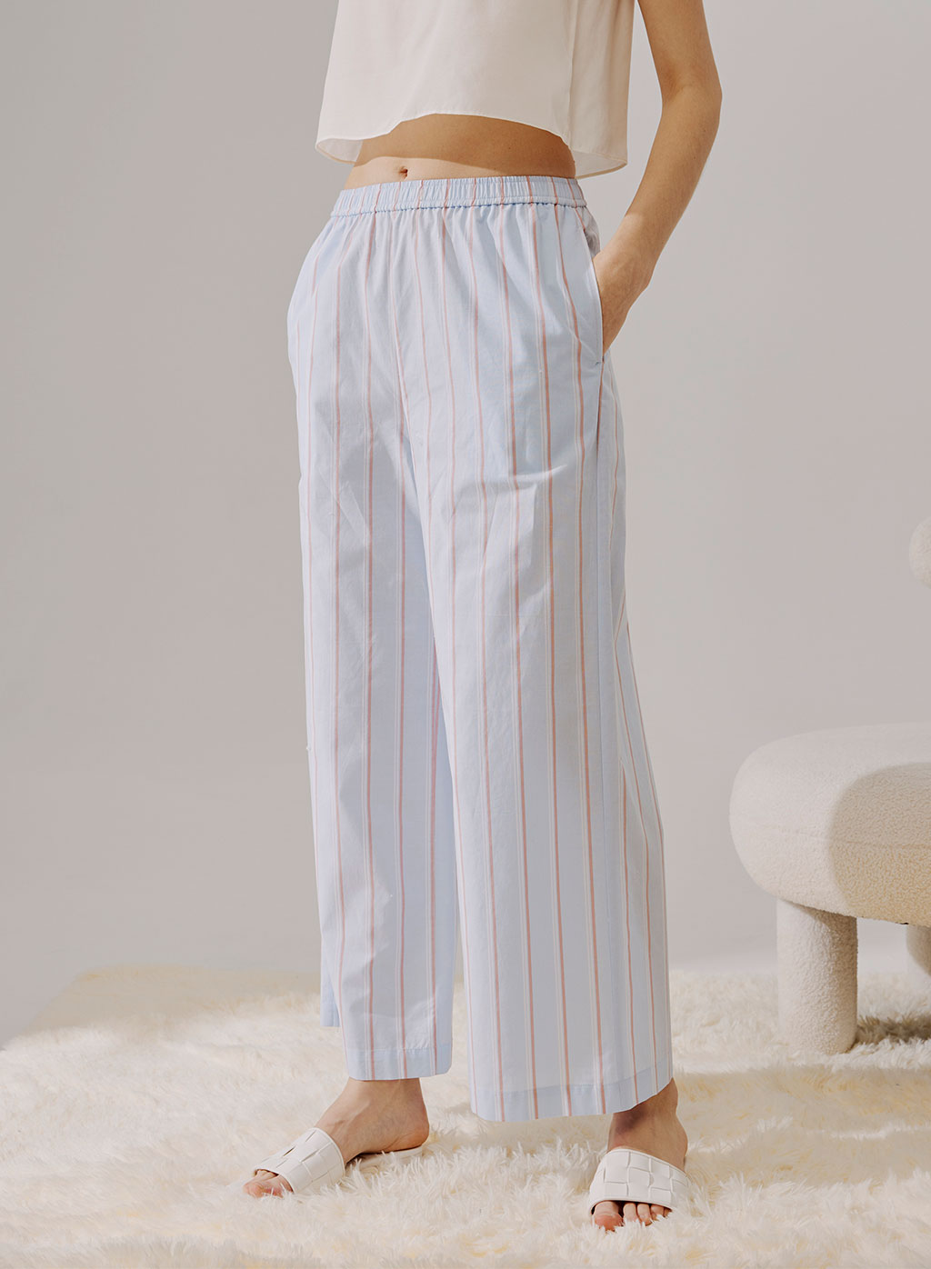 Pajama Shirt and Pants - Blue/striped - Ladies